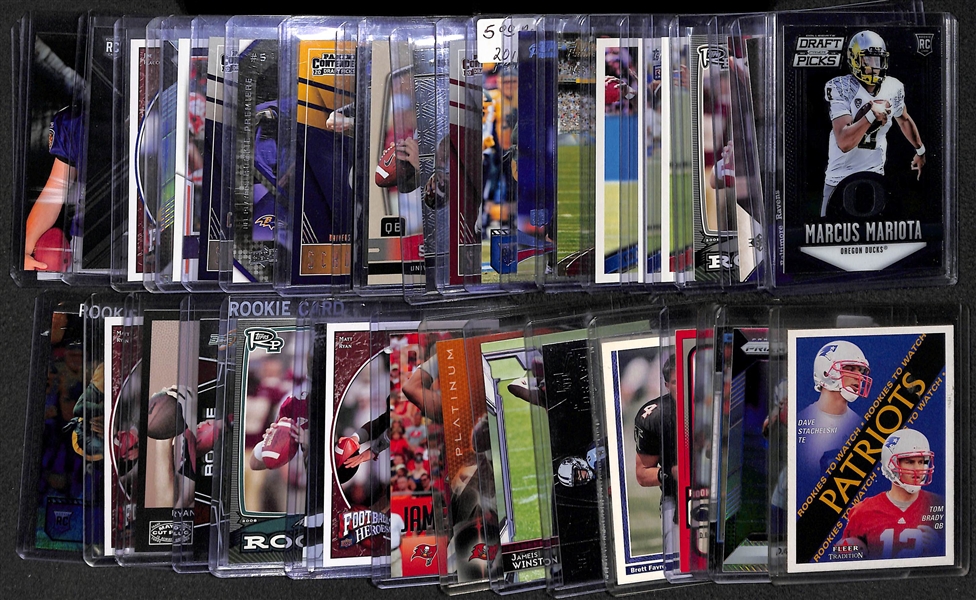 Lot of 40 Football Quarterback Rookie Cards w. Brady