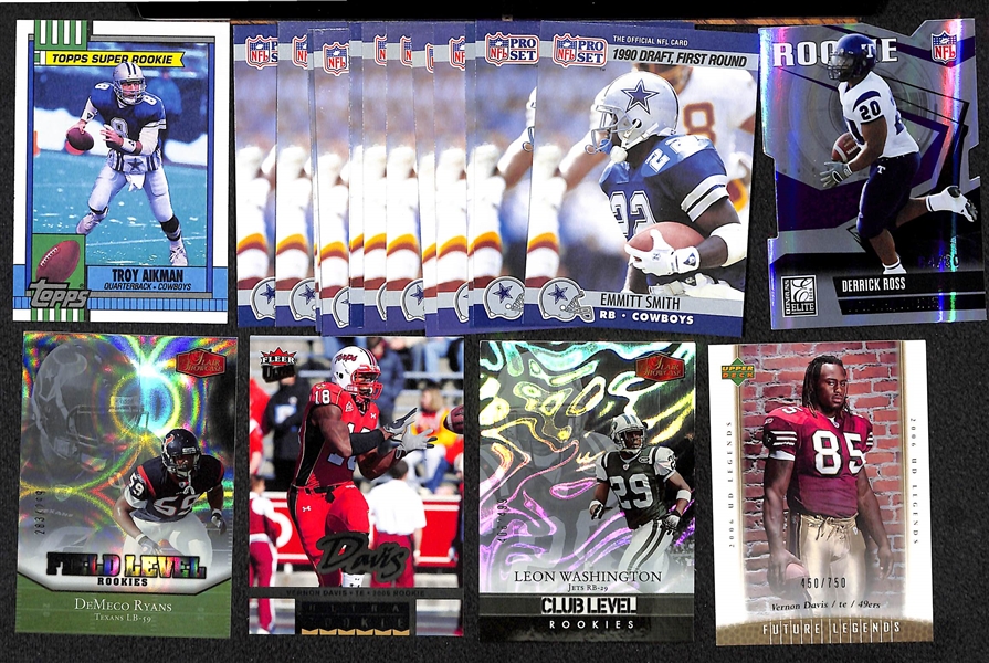 Lot of 375+ Football Rookie Cards - Mostly from 1990 to 2006 - w. Aikman