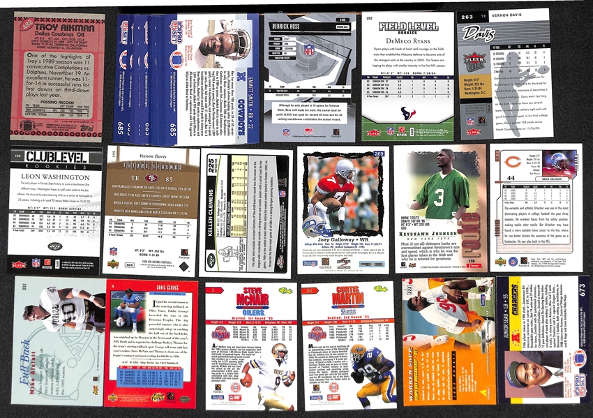 Lot of 375+ Football Rookie Cards - Mostly from 1990 to 2006 - w. Aikman