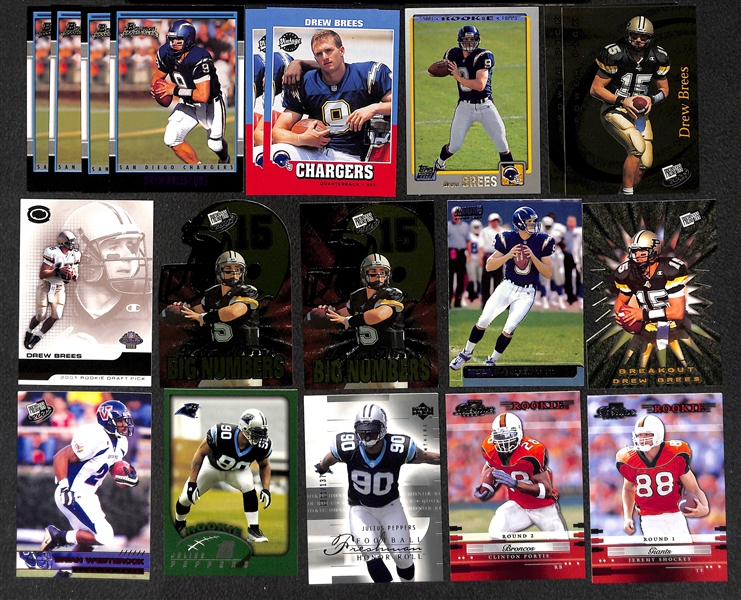 Lot of 400+ Football Rookie Card Lot from 2001-2002 w. Drew Brees