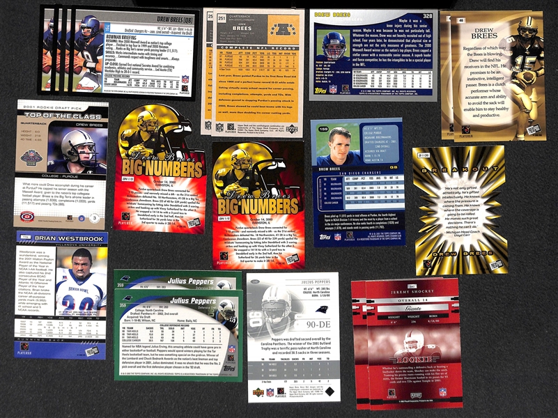 Lot of 400+ Football Rookie Card Lot from 2001-2002 w. Drew Brees