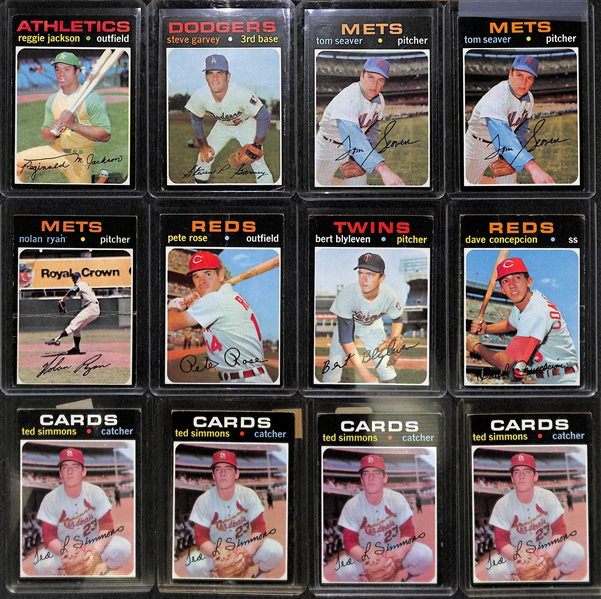 Lot of 1000+ 1971 Topps Baseball Cards w. Reggie Jackson & Steve Garvey Rookie