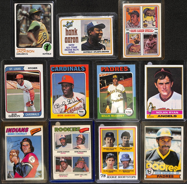 Lot of 60 1973-1979 Topps Baseball Cards w. 1974 Hank Aaron