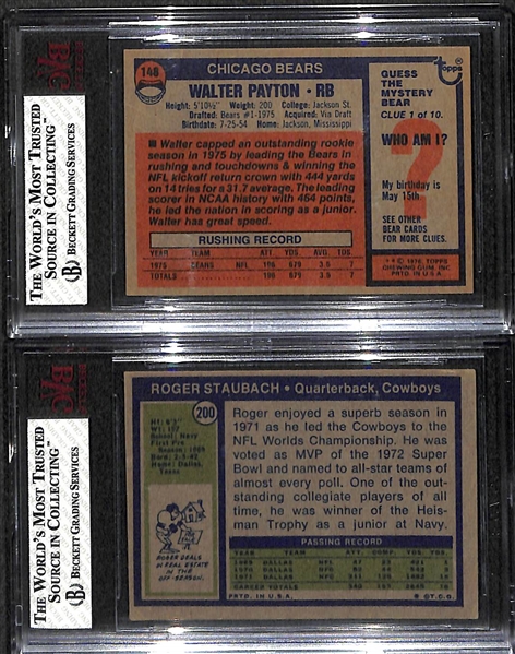 Walter Payton and Roger Staubach Graded Rookie Cards