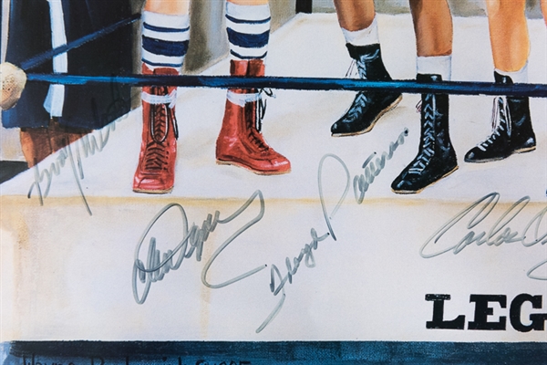 Legends of the Ring Beautifully Matted/Framed Boxing Legends Signed Display (Ali, LaMotta, Patterson, Wepner, Ortiz, Pep, Basilio, Griffith, Giardello, McGirt) - JSA