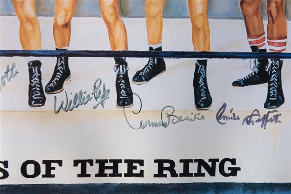 Legends of the Ring Beautifully Matted/Framed Boxing Legends Signed Display (Ali, LaMotta, Patterson, Wepner, Ortiz, Pep, Basilio, Griffith, Giardello, McGirt) - JSA