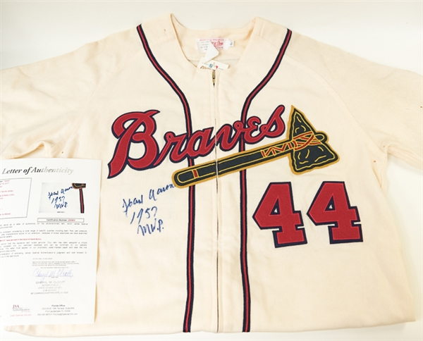 hank aaron autographed jersey