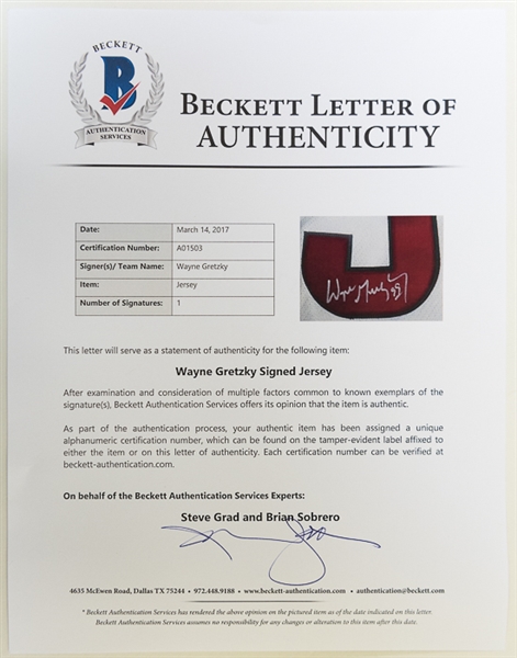 RARE Wayne Gretzky Signed Phoenix Coyotes Jersey (Coyotes and Beckett COAs)