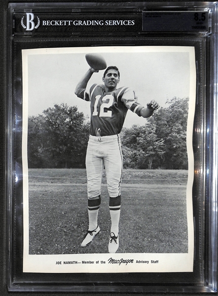RARE HIGHEST GRADED 1968 MacGregor Joe Namath (#2) Graded BGS 8.5 (NM-MT+) - 8x10 Advisory Staff Photo