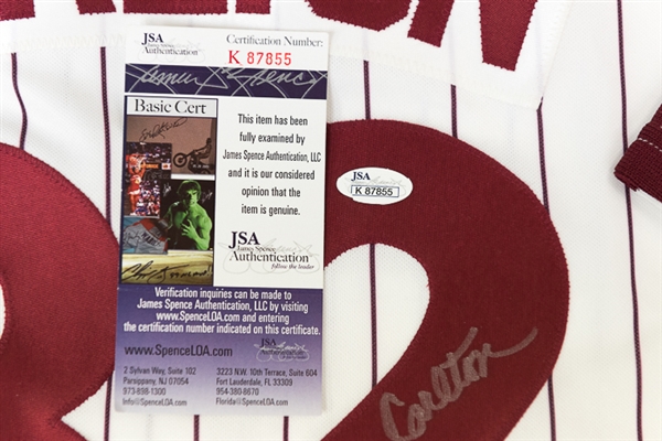 Steve Carlton Signed Cooperstown Collection Phillies Jersey w '80 WS Champs Inscription (JSA)