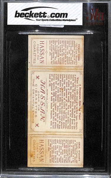 1912 Hassan Triple Folder T202 Ty Cobb & Chas. O'Leary A Desperate Slide for Third BVG 1.5 FR
