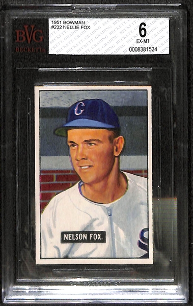 1951 Bowman #232 Nellie Fox Rookie BVG 6 (EX-MT)