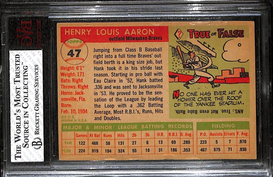 1955 Topps #47 Hank Aaron (2nd Year) BVG 3.5 (VG+)