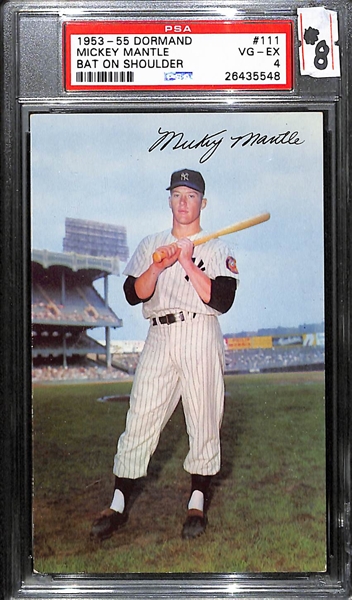 Rare 1953-55 Dormand #111 Mickey Mantle (Bat on Shoulder) PSA 4 VG-EX