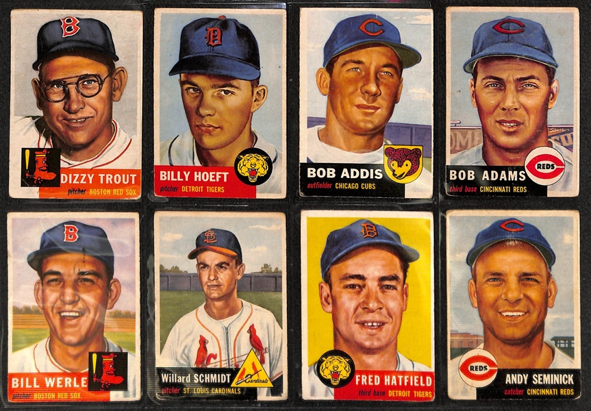 Lot of 56 Different 1953 Topps Baseball Cards w. Dizzy Trout