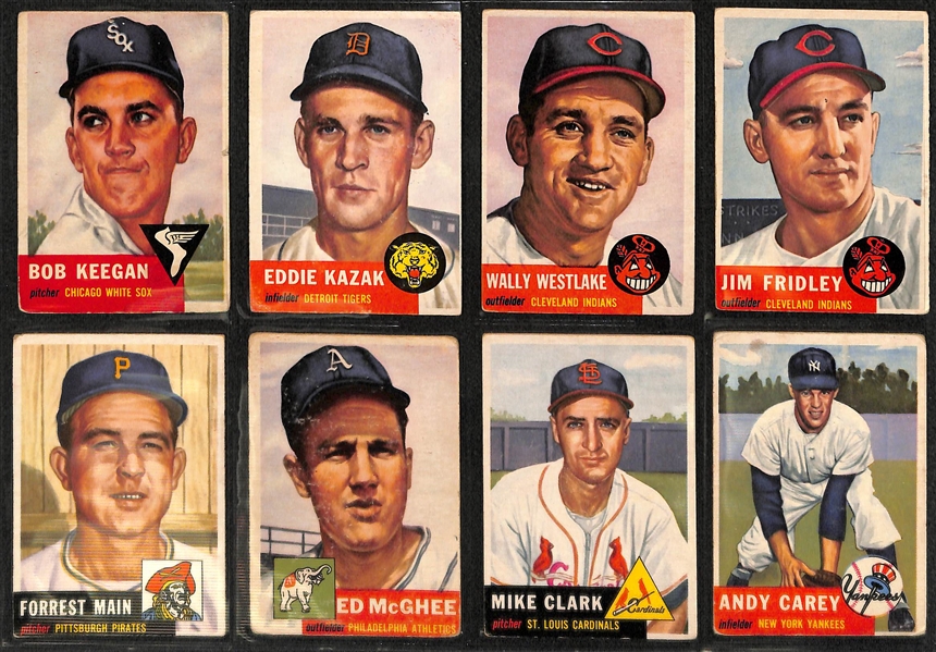 Lot of 56 Different 1953 Topps Baseball Cards w. Dizzy Trout