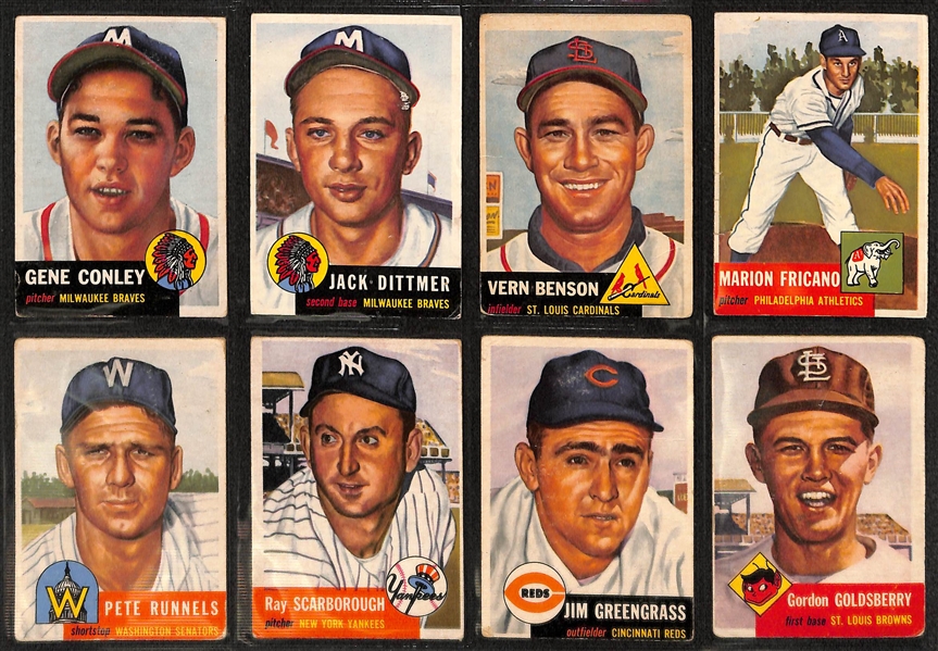 Lot of 56 Different 1953 Topps Baseball Cards w. Dizzy Trout