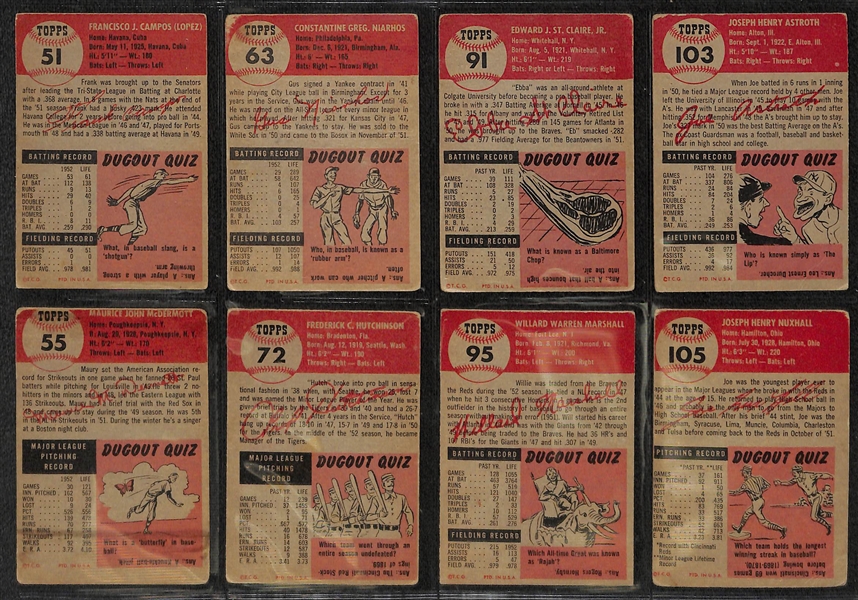 Lot of 56 Different 1953 Topps Baseball Cards w. Dizzy Trout