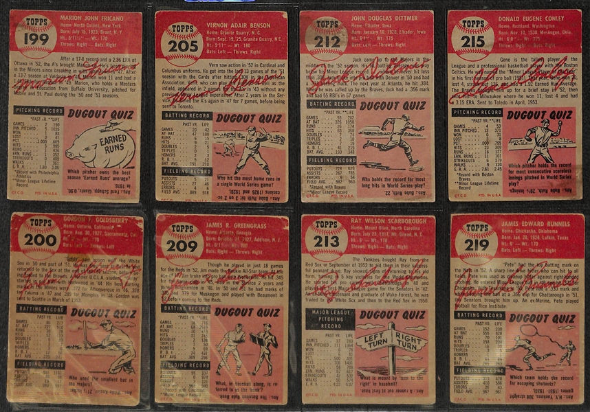 Lot of 56 Different 1953 Topps Baseball Cards w. Dizzy Trout