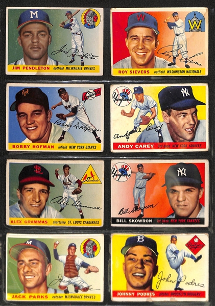 Lot of 96 Different 1955 Baseball Cards w. Ken Boyer Rookie Card
