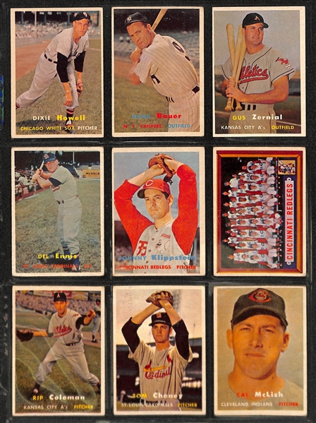 Lot of 180 Topps Cards from 1957-1959 w. 1957 Del Ennis