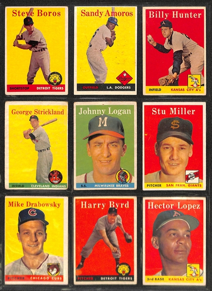 Lot of 180 Topps Cards from 1957-1959 w. 1957 Del Ennis