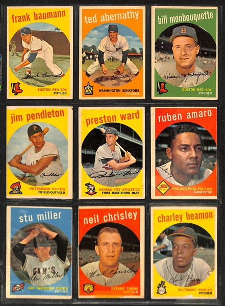 Lot of 180 Topps Cards from 1957-1959 w. 1957 Del Ennis