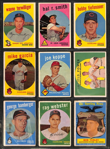 Lot of 180 Topps Cards from 1957-1959 w. 1957 Del Ennis