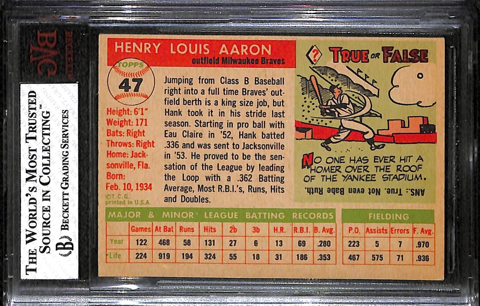 1955 Topps #47 Hank Aaron (2nd Year) BVG 6 (EX-MT)