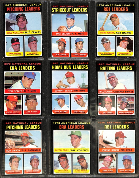 Lot of 470 Assorted 1971 Topps Baseball Cards w. Hank Aaron