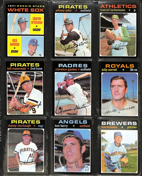 Lot of 470 Assorted 1971 Topps Baseball Cards w. Hank Aaron