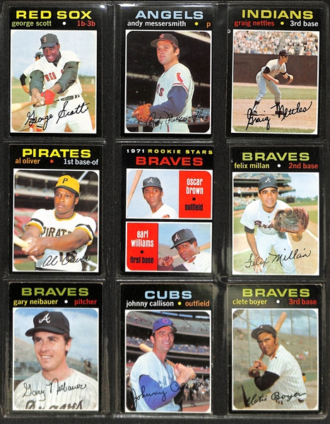 Lot of 470 Assorted 1971 Topps Baseball Cards w. Hank Aaron