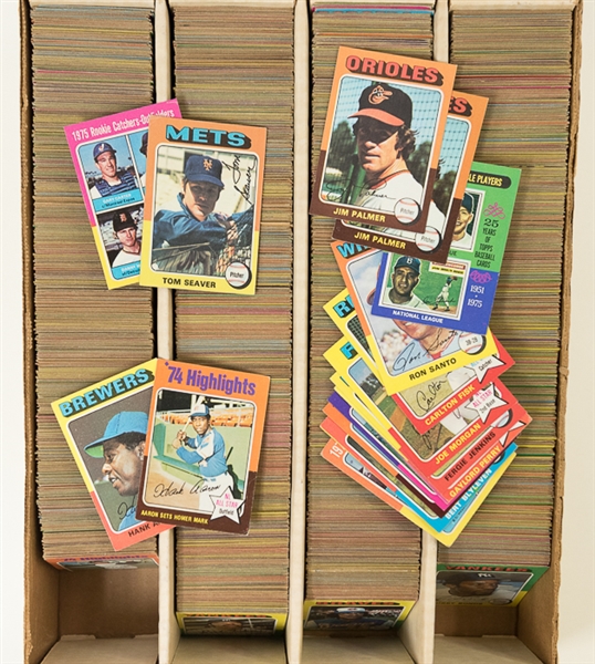 Lot of 2000+ 1975 Topps Baseball Cards w. Hank Aaron