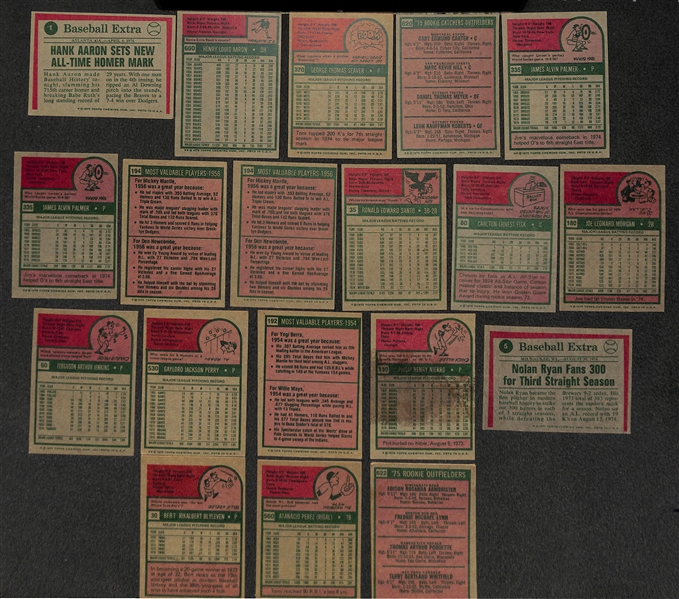 Lot of 2000+ 1975 Topps Baseball Cards w. Hank Aaron