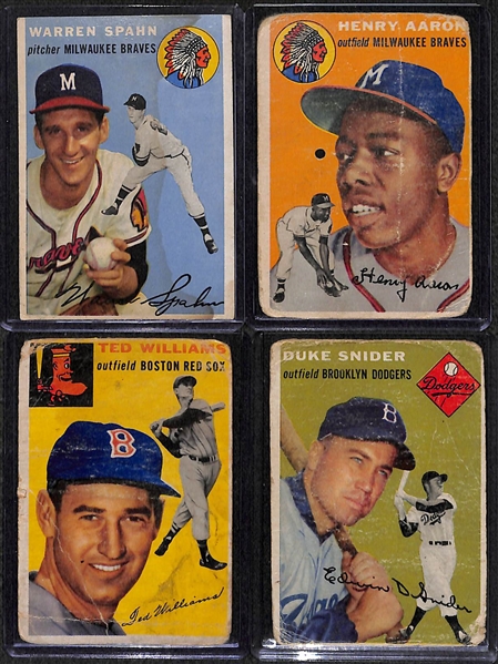 Lot of 4 - 1954 Topps Superstars w. Hank Aaron Rookie Card