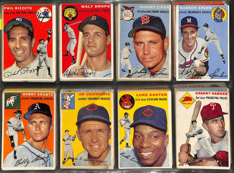 Lot of 74 Different 1954 Topps Baseball Cards w. Gilliam PSA 3 & Groat PSA 6