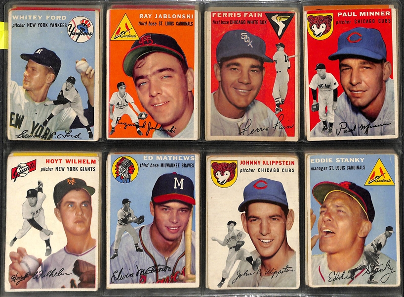 Lot of 74 Different 1954 Topps Baseball Cards w. Gilliam PSA 3 & Groat PSA 6