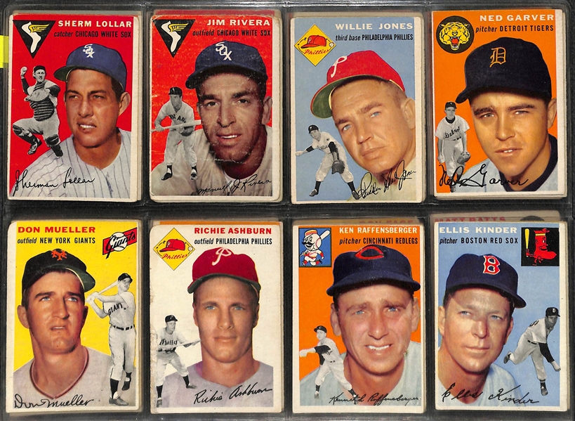 Lot of 74 Different 1954 Topps Baseball Cards w. Gilliam PSA 3 & Groat PSA 6
