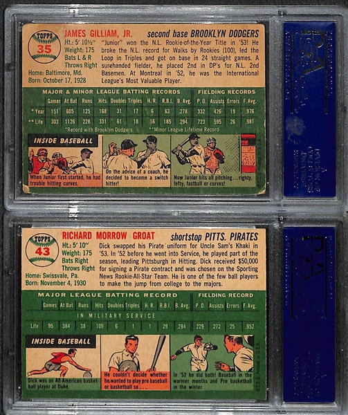 Lot of 74 Different 1954 Topps Baseball Cards w. Gilliam PSA 3 & Groat PSA 6