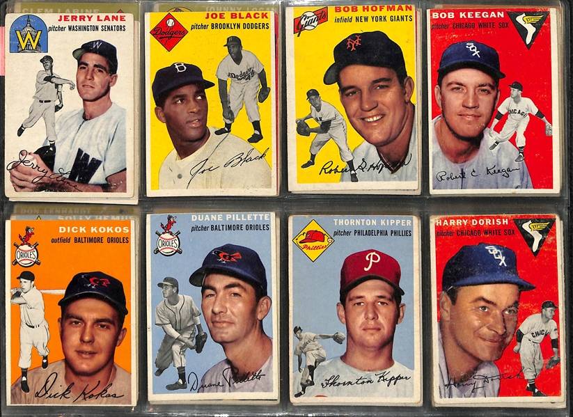Lot of 108 Different 1954 Topps Baseball Cards w. Mays & Banks Rookie Card