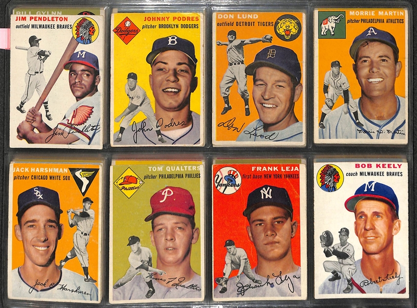 Lot of 108 Different 1954 Topps Baseball Cards w. Mays & Banks Rookie Card