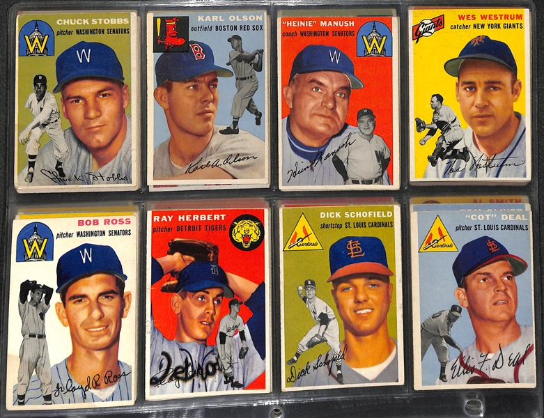 Lot of 108 Different 1954 Topps Baseball Cards w. Mays & Banks Rookie Card