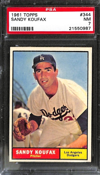 1961 Topps Graded Lot - #344 Koufax PSA 7; and #211 Gibson BVG 7