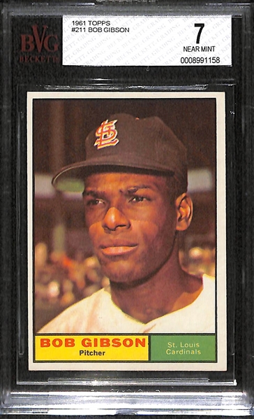 1961 Topps Graded Lot - #344 Koufax PSA 7; and #211 Gibson BVG 7
