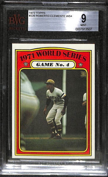 1972 Topps #226 World Series Game 4 (Roberto Clemente) BVG 9 (Mint)