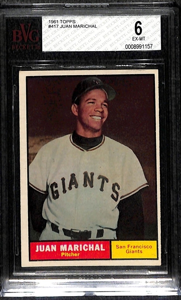 1961 Topps Juan Marichal Rookie (#417) Graded Beckett BVG 6 (EX-MT)