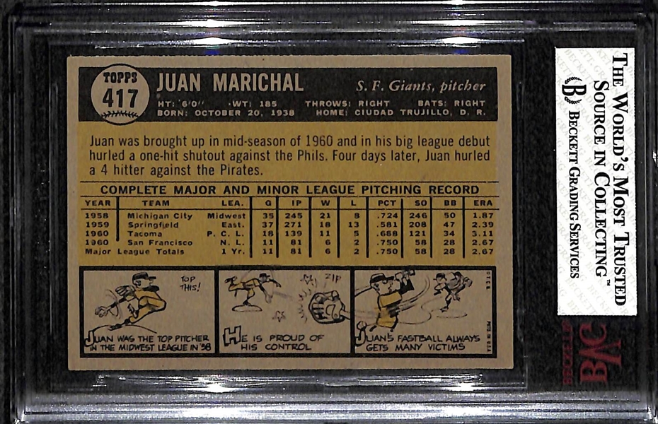 1961 Topps Juan Marichal Rookie (#417) Graded Beckett BVG 6 (EX-MT)