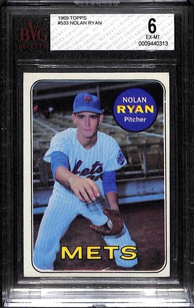 1969 Topps Nolan Ryan (2nd Year) Graded BGS 6 (EX-Mint)
