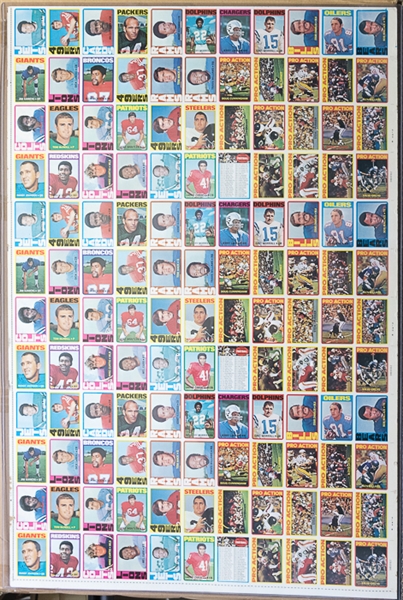 1972 Topps Football High Number Series Uncut Sheet w. Steve Spurrier RC & Joe Namath IA