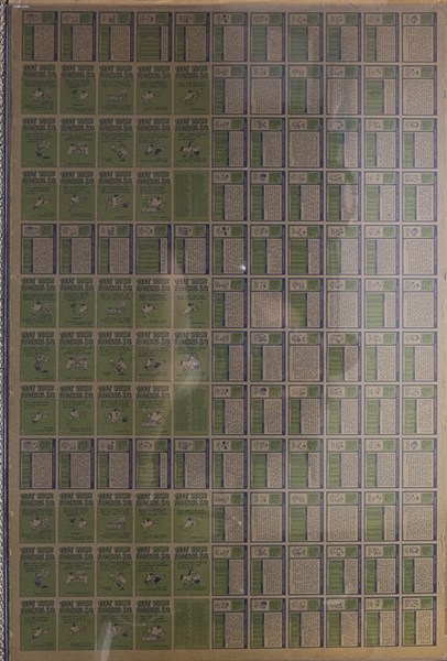 1972 Topps Football High Number Series Uncut Sheet w. Steve Spurrier RC & Joe Namath IA